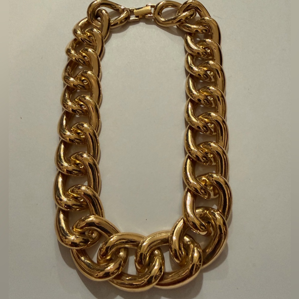 Bold Vtg Napier Chunky Gold-Tone Link Choker Necklace - Picture 1 of 9